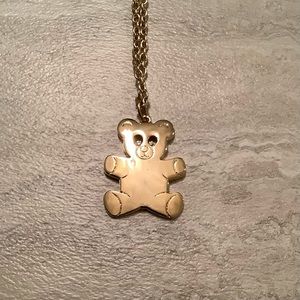 New vintage teddy bear giant pendant statement necklace